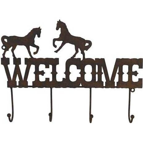 Welcome sign with hooks
